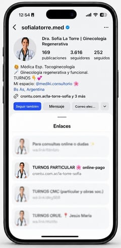 Link Crontu en IG mockup telefono