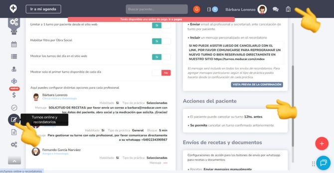 acciones del paciente