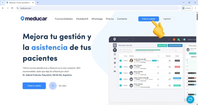 crea tu cuenta Meducar