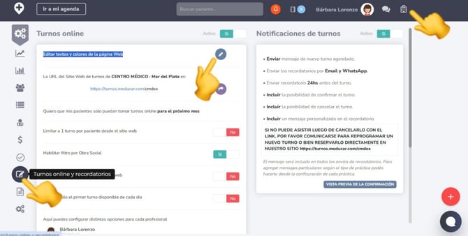 edicion turnos online