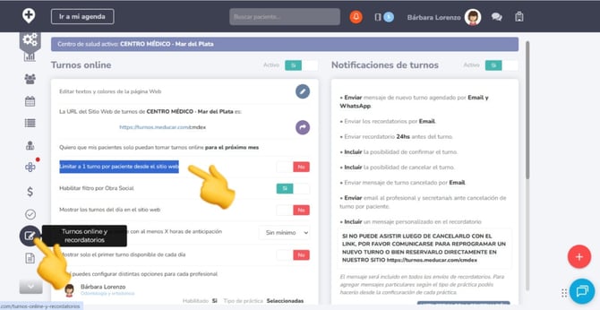 limitar 1 turno