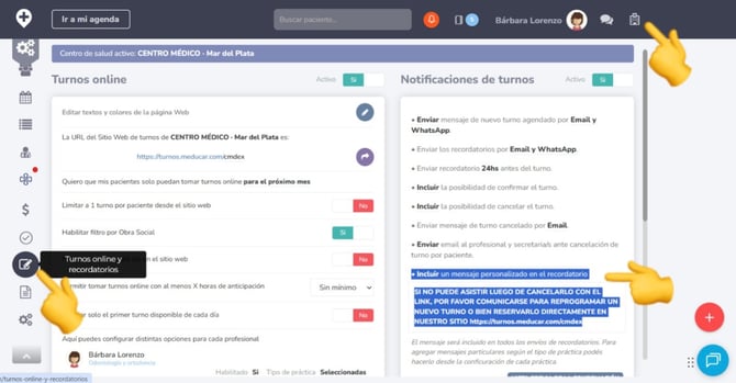 mensaje personalizado